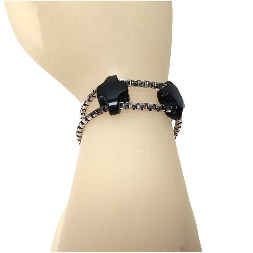 Robert Lee Morris RLM Sterling Silver 925 Black Onyx 3-Cross 7